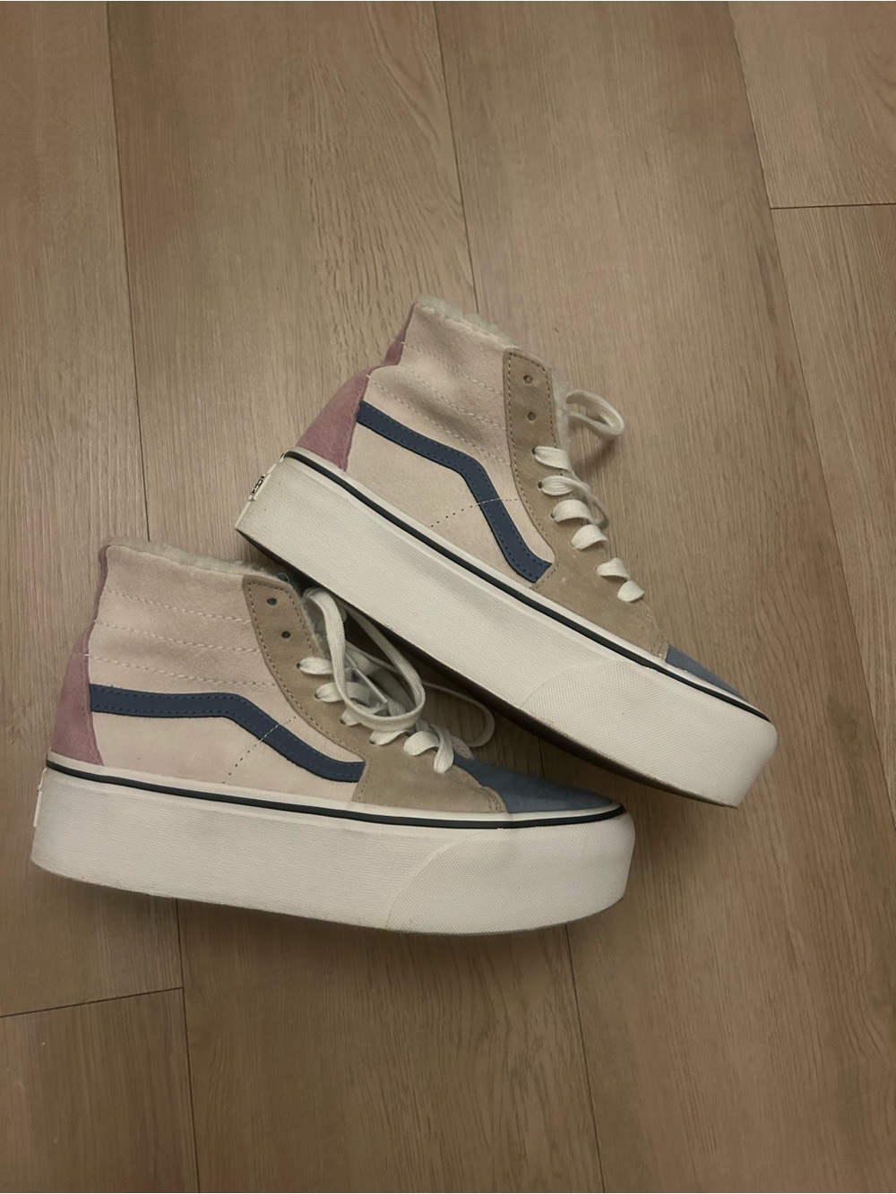 Vans High-Top Women's Platform Sneakers in Pink and Blue